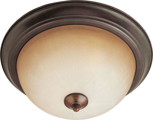 Maxim Essentials 2-Light Flush Mount In Oil Rubbed Bronze With Wilshire Glass