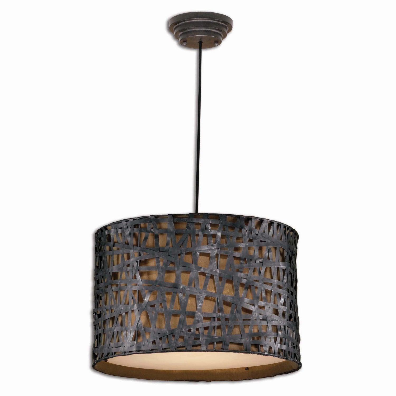  Uttermost's Alita Aged Black Drum Pendant Designed By Carolyn Kinder