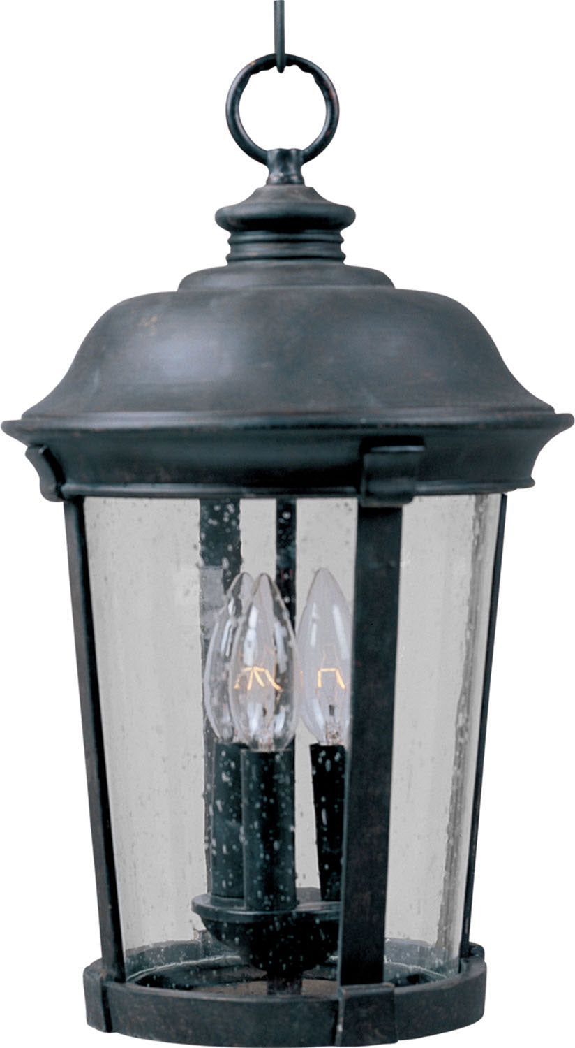 Maxim Dover Cast 3-Light Outdoor Hanging Lantern In Bronze With Seedy Glass