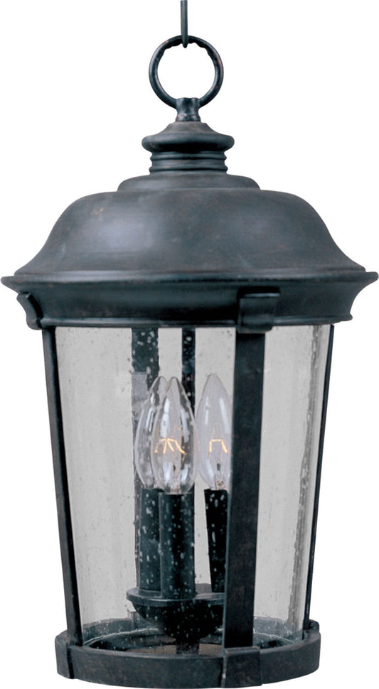 Maxim Dover Cast 3-Light Outdoor Hanging Lantern In Bronze With Seedy Glass