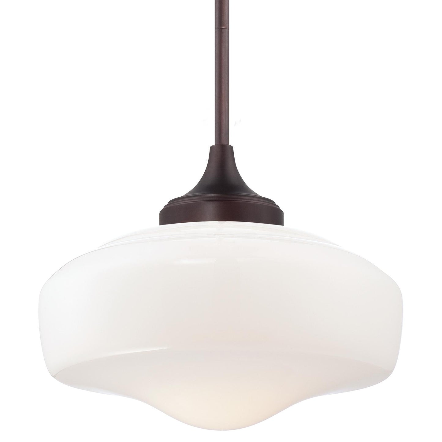  1-Light Pendant In Brushed Bronze & Opal Glass