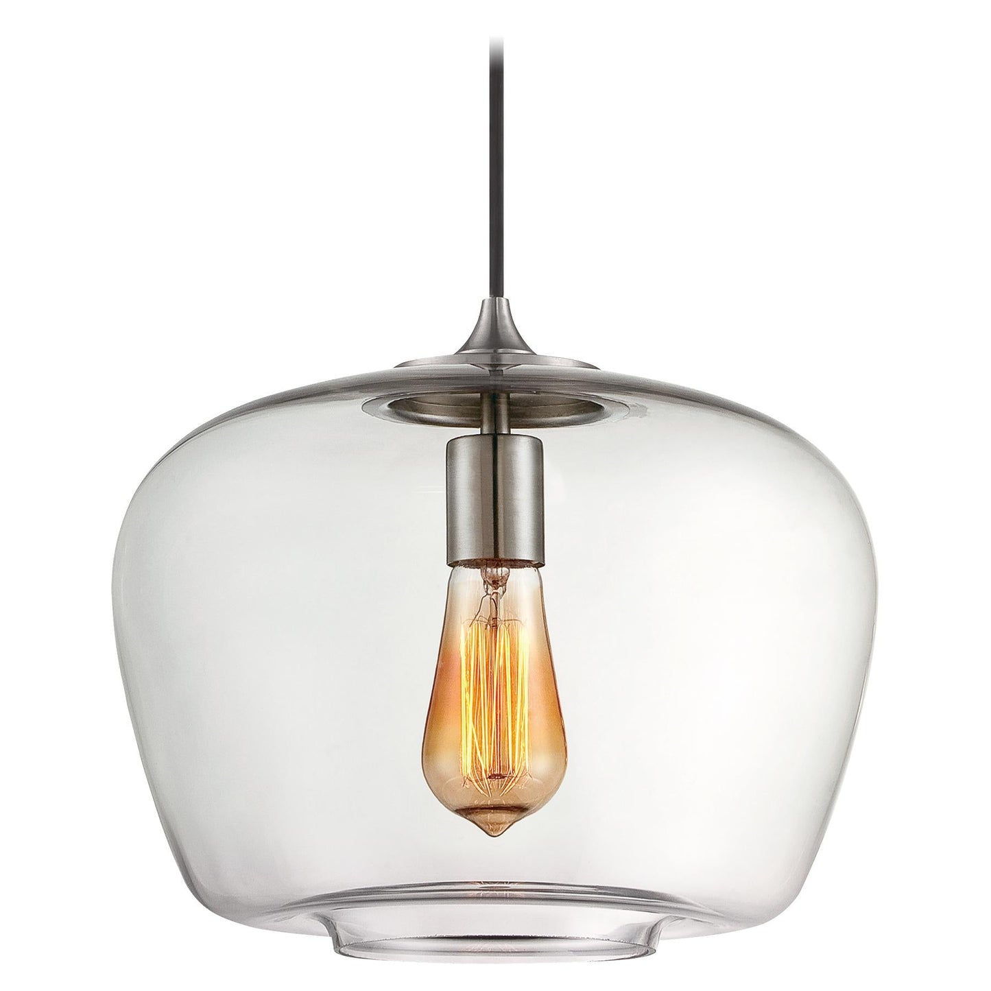  1-Light Mini-Pendant In Brushed Nickel & Clear Glass