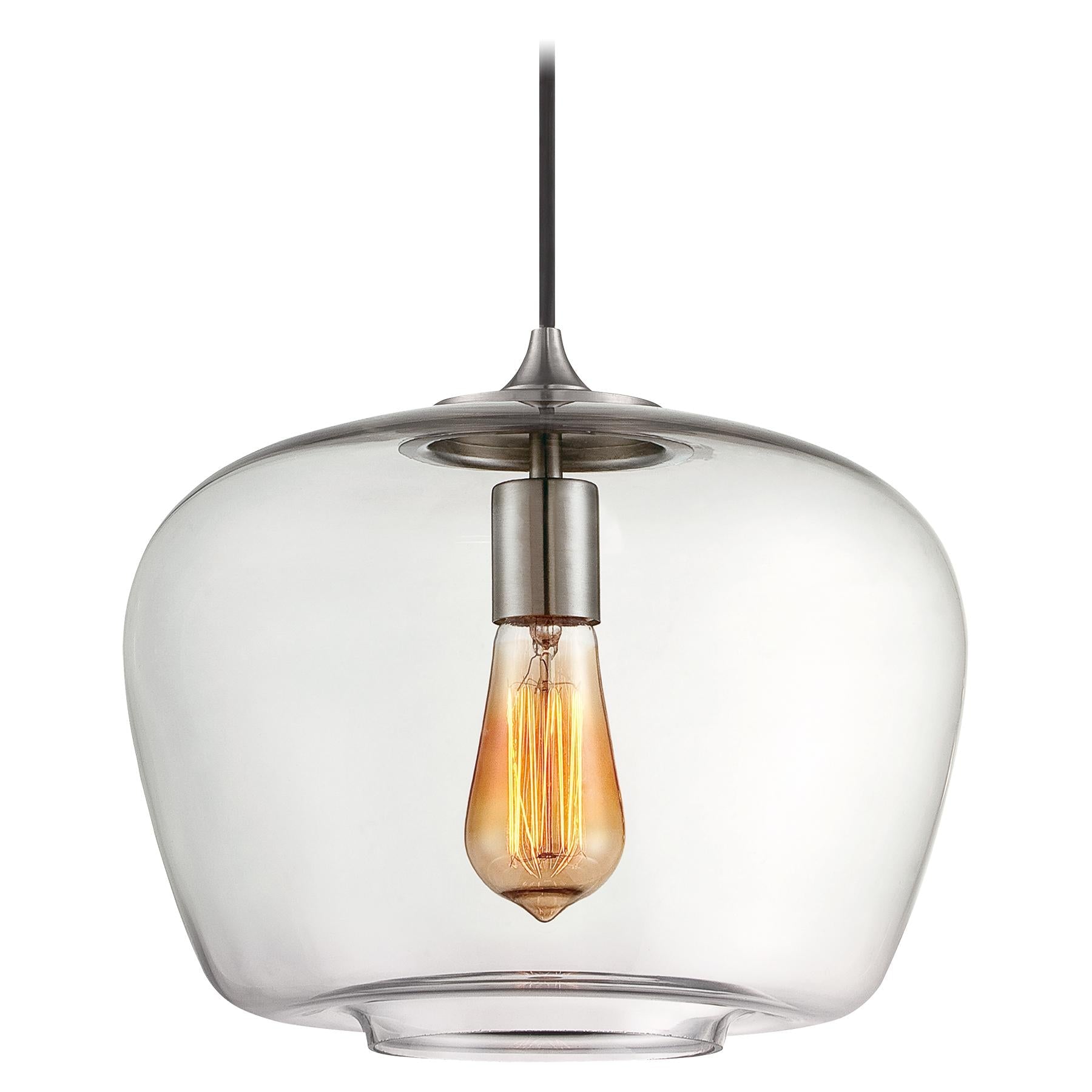  1-Light Mini-Pendant In Brushed Nickel & Clear Glass