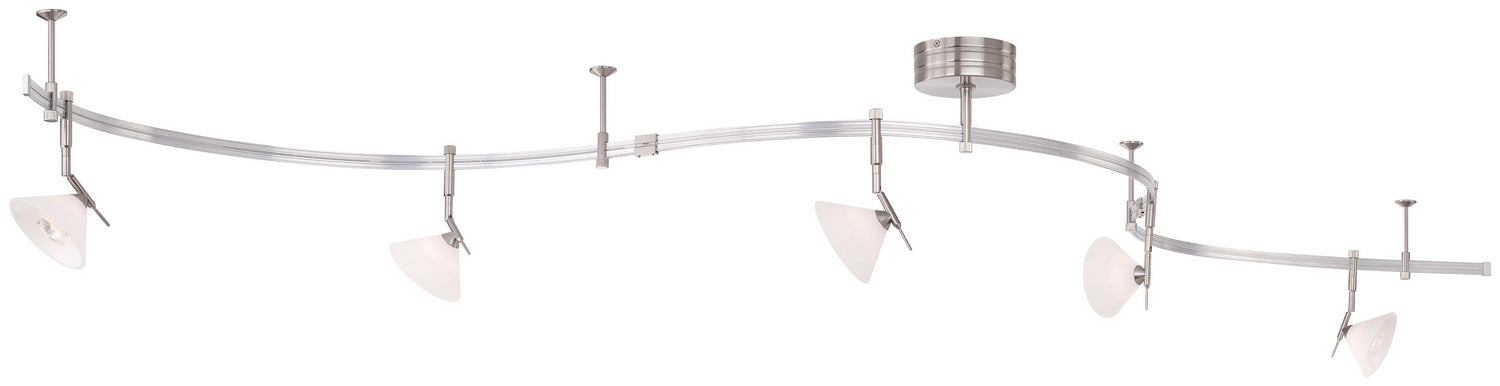  GK Lightrail 5-Light Low Volt Monorail Kit In Brushed Nickel With White Acid Etched