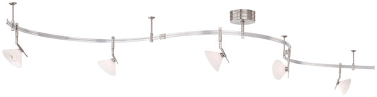  GK Lightrail 5-Light Low Volt Monorail Kit In Brushed Nickel With White Acid Etched