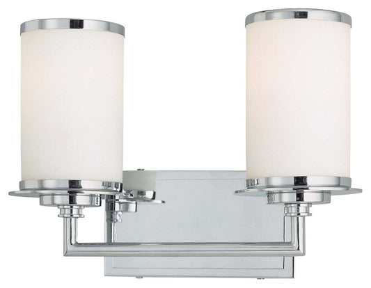  Glass Note 2-Light Bath Vanity In Chrome & White Opal Glass