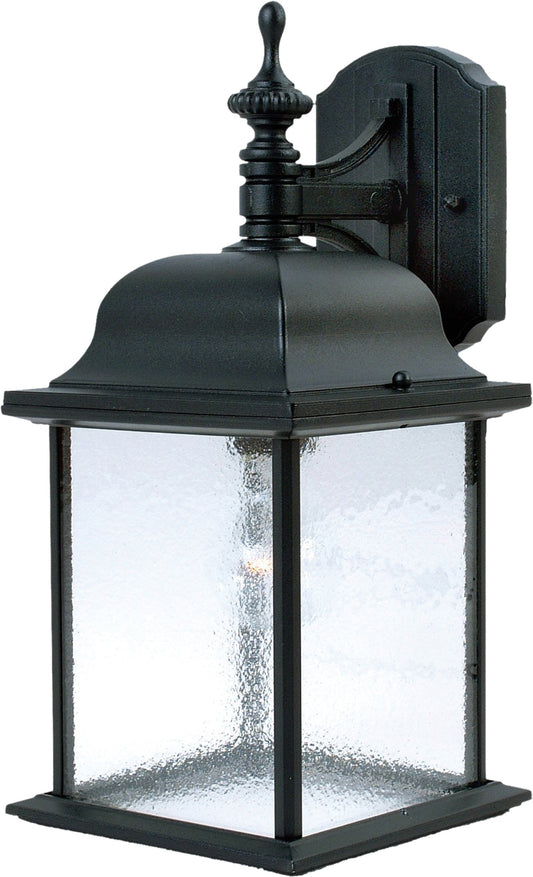 Maxim Senator 1-Light Outdoor Wall Lantern In Black With Seedy Glass