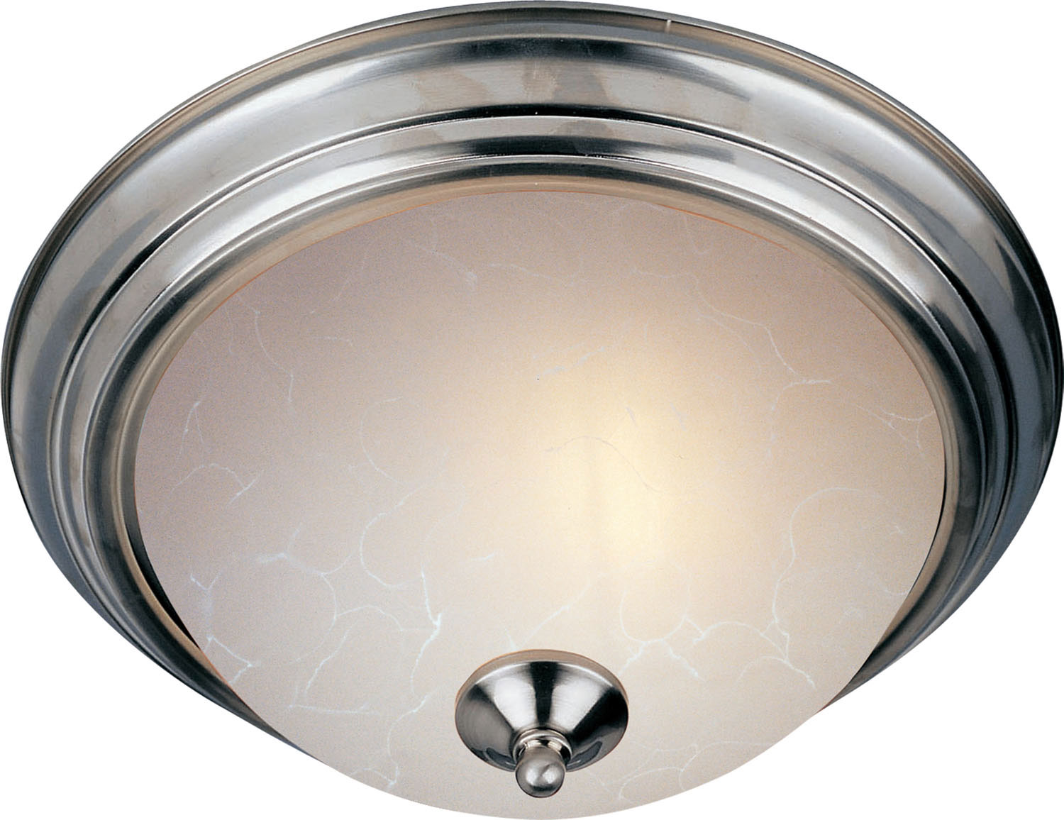 Maxim Essentials 2-Light Flush Mount In Satin Nickel With Ice Glass