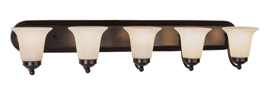  Rusty 5-Light Vanity Bar In Rubbed Oil Bronze With Marbleized Glass