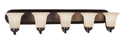  Rusty 5-Light Vanity Bar In Rubbed Oil Bronze With Marbleized Glass