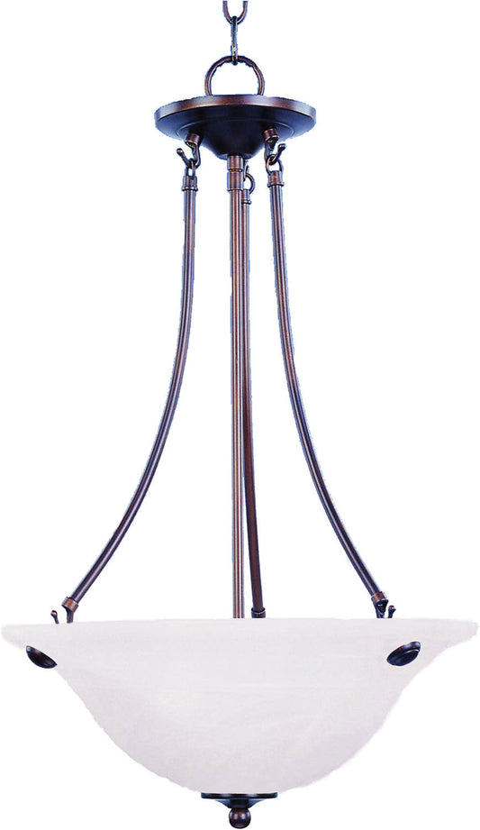 Maxim Malaga 3-Light Invert Bowl Pendant In Oil Rubbed Bronze With Marble Glass