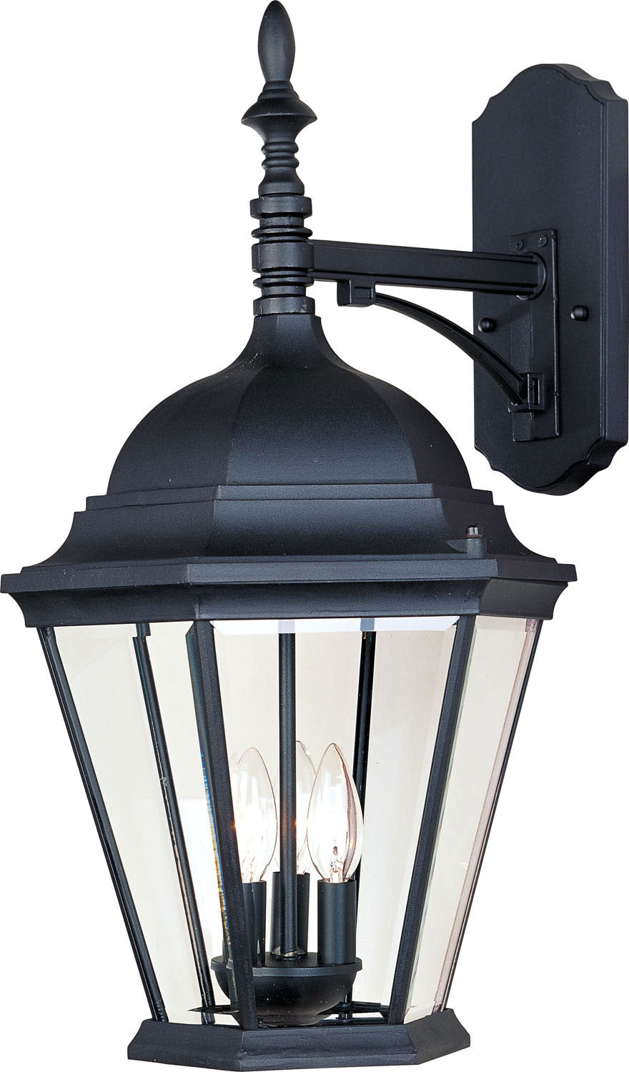 Maxim Westlake Cast 3-Light Outdoor Wall Lantern In Black With Clear Glass