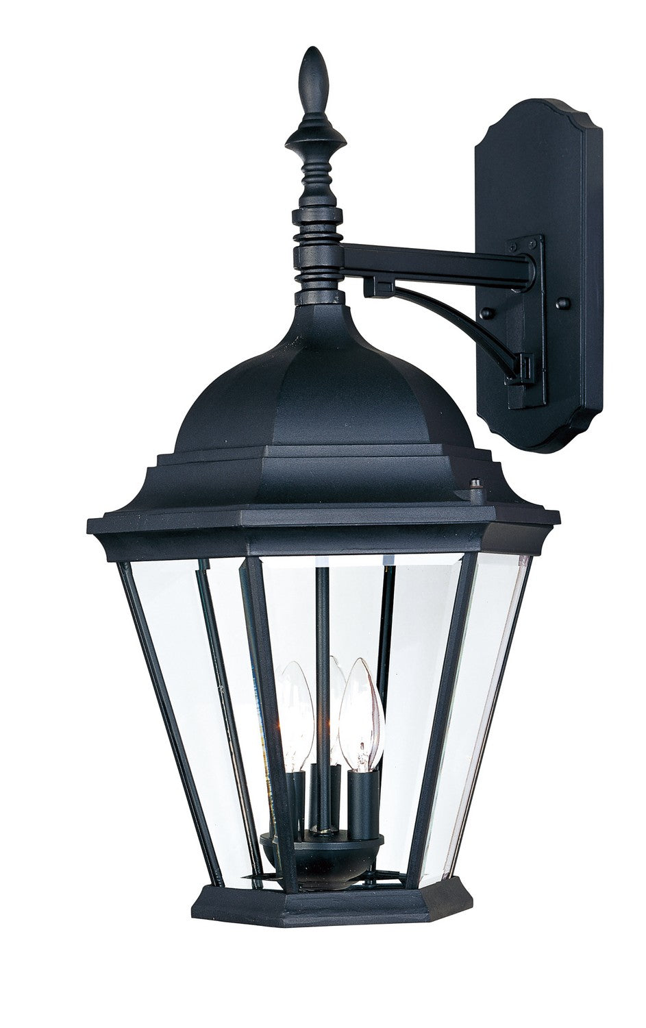 Maxim Westlake Cast 3-Light Outdoor Wall Lantern In Black With Clear Glass