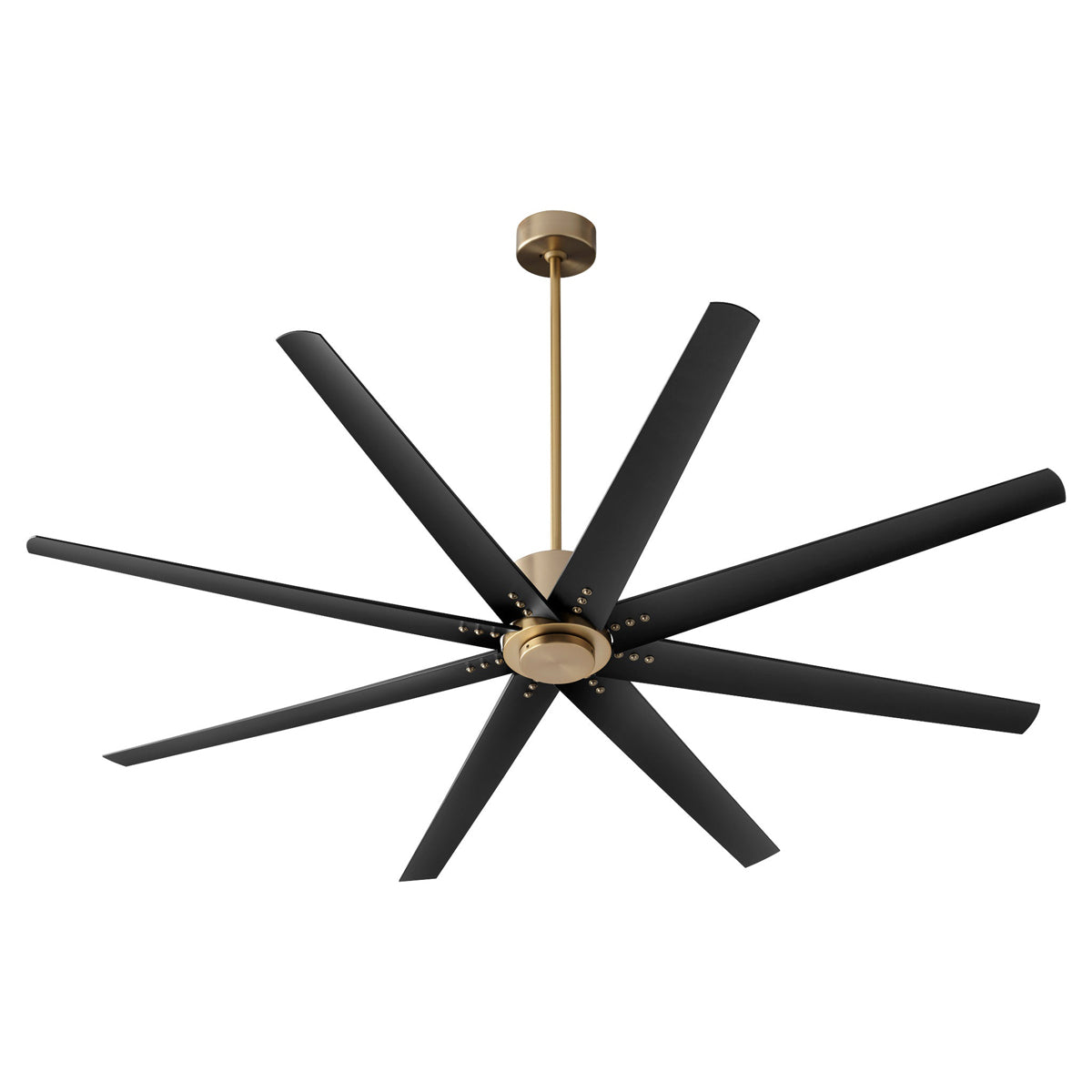  Fleet 72" 8-Blade Ceiling Fan In Aged Brass & Matte Black Blades
