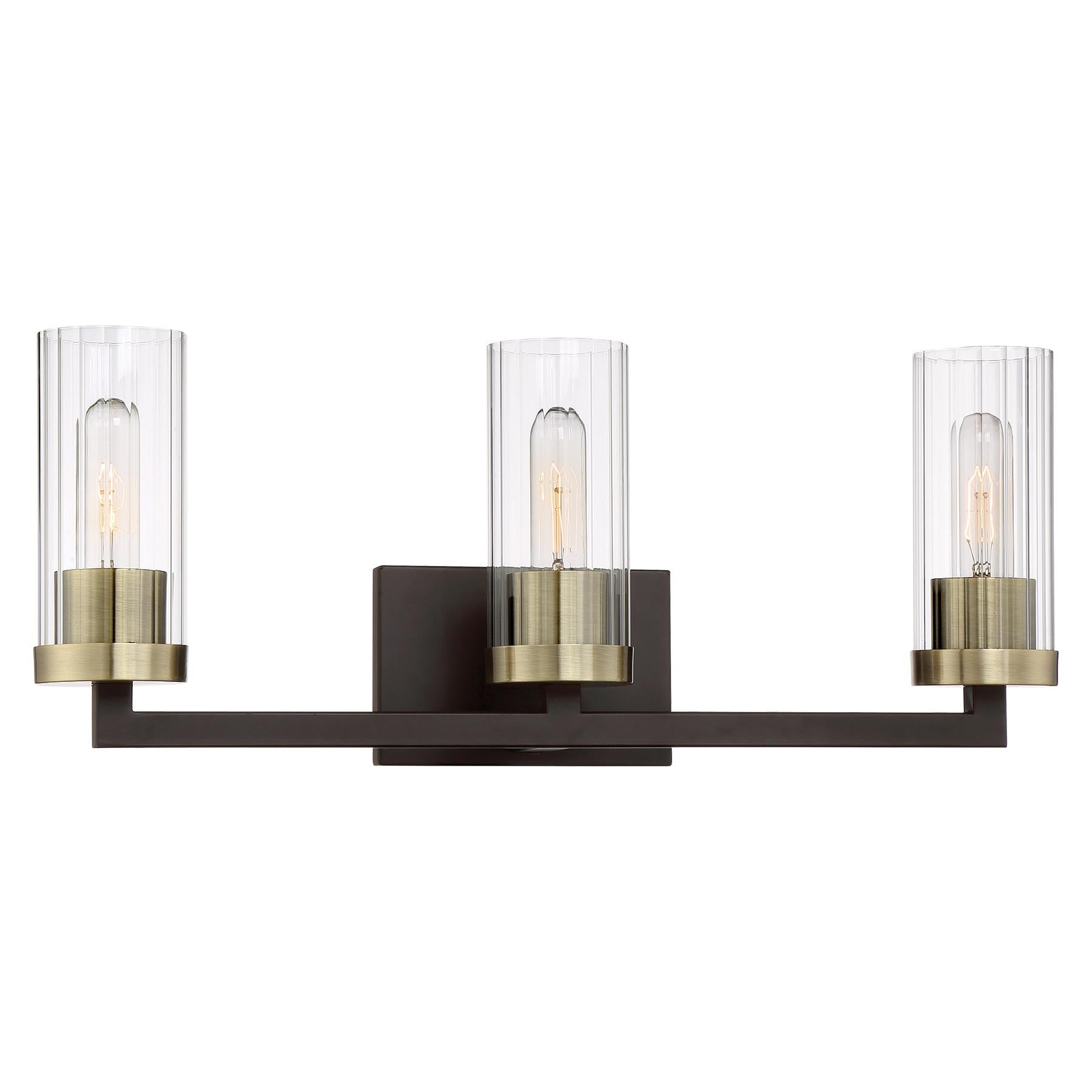 Ainsley Court 3-Light Bath Vanity In Aged Kinston Bronze With Brushed & Clear Glass