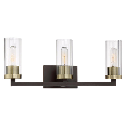  Ainsley Court 3-Light Bath Vanity In Aged Kinston Bronze With Brushed & Clear Glass