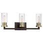  Ainsley Court 3-Light Bath Vanity In Aged Kinston Bronze With Brushed & Clear Glass