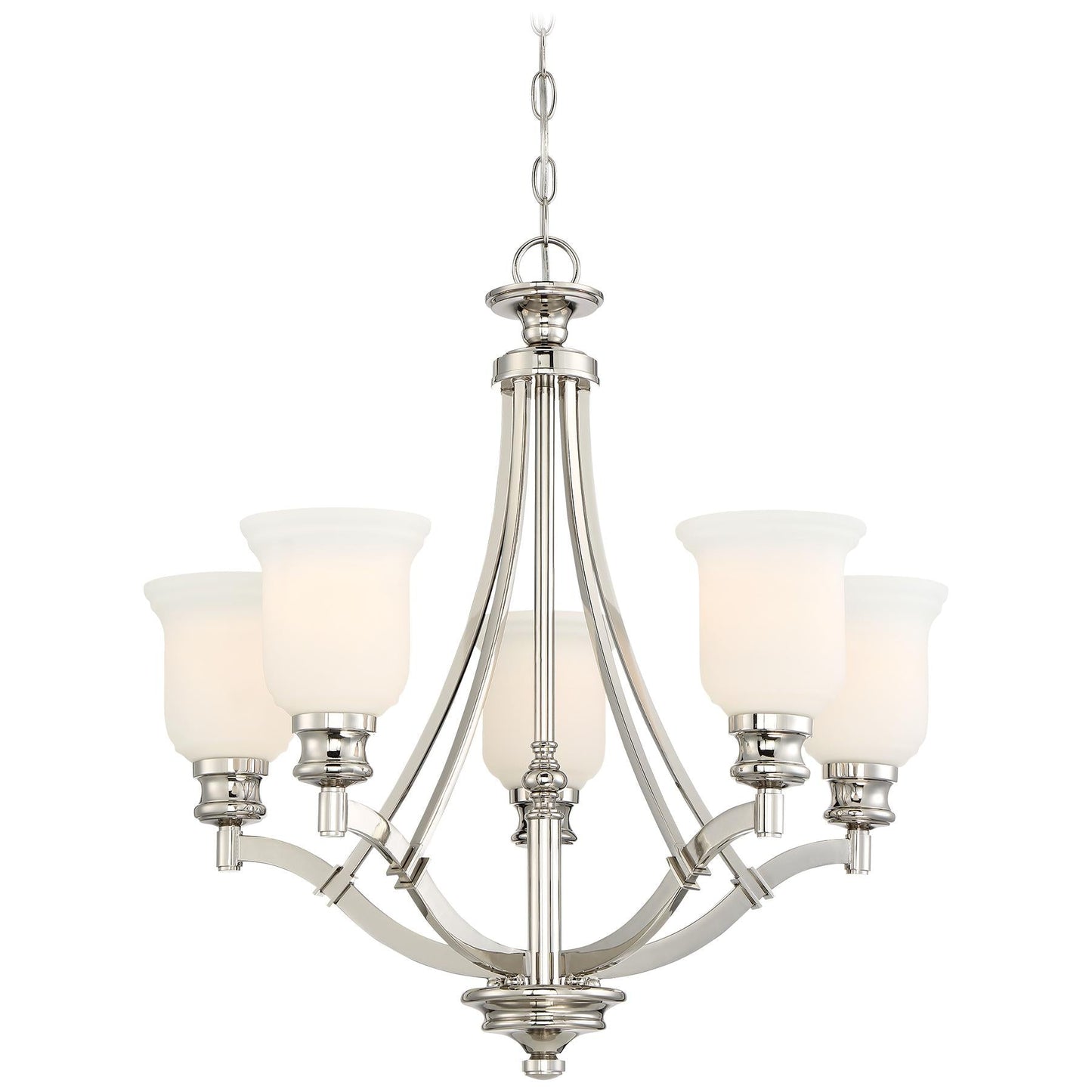  Audrey's Point 5-Light Chandelier In Polished Nickel & Etched Opal Glass