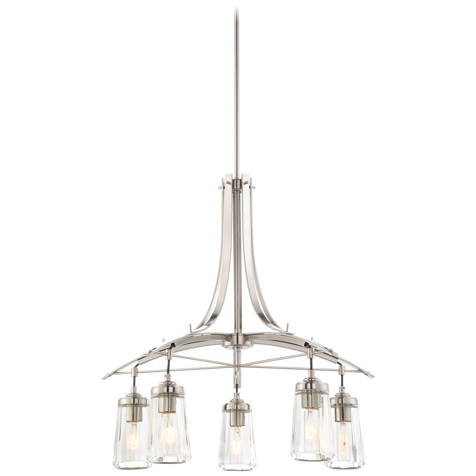  Poleis 5-Light Chandelier In Brushed Nickel & Clear Glass