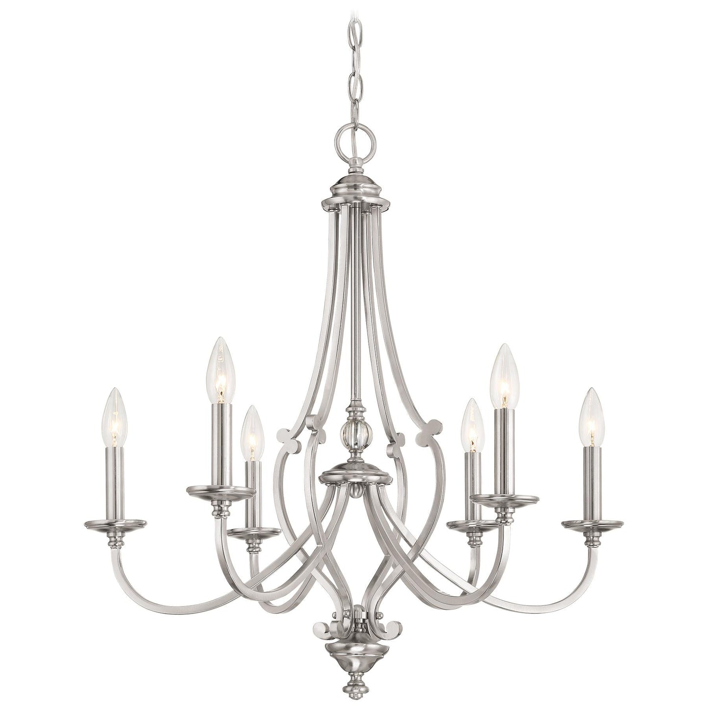  Savannah Row 6-Light Chandelier In Brushed Nickel & Clear Glass
