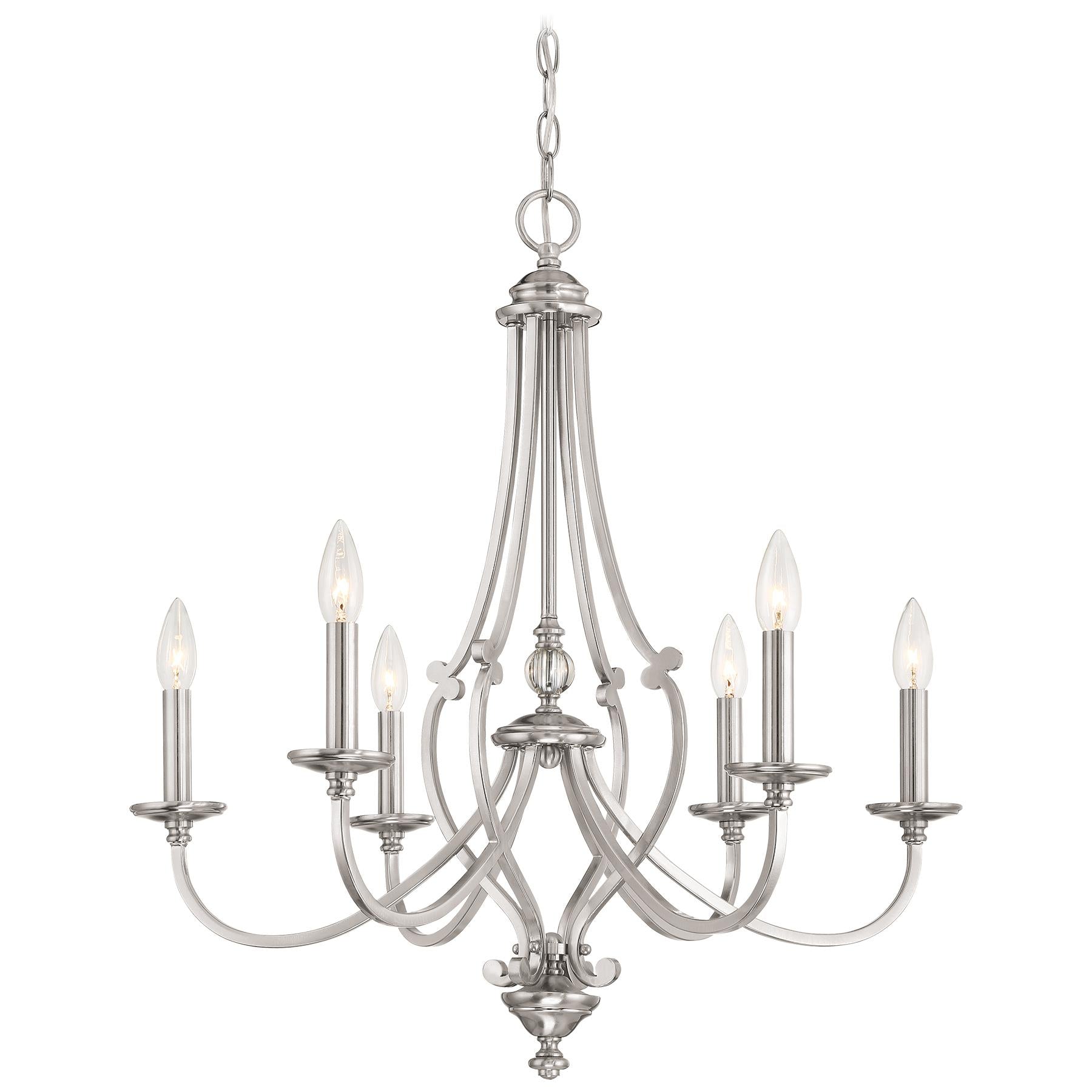  Savannah Row 6-Light Chandelier In Brushed Nickel & Clear Glass
