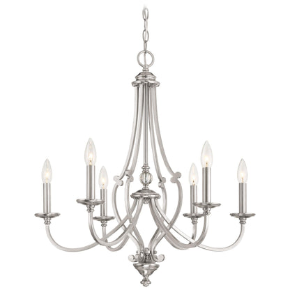  Savannah Row 6-Light Chandelier In Brushed Nickel & Clear Glass