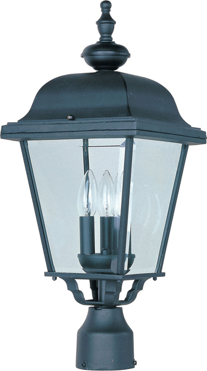 Maxim Builder Cast 3-Light Outdoor Pole/Post Lantern In Black With Clear Glass