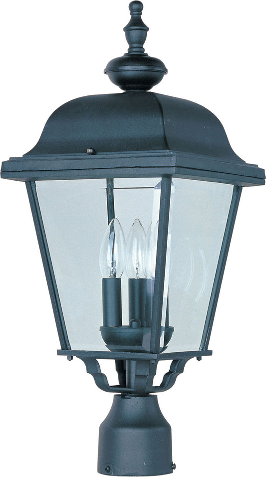 Maxim Builder Cast 3-Light Outdoor Pole/Post Lantern In Black With Clear Glass