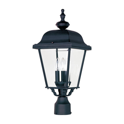 Maxim Builder Cast 3-Light Outdoor Pole/Post Lantern In Black With Clear Glass