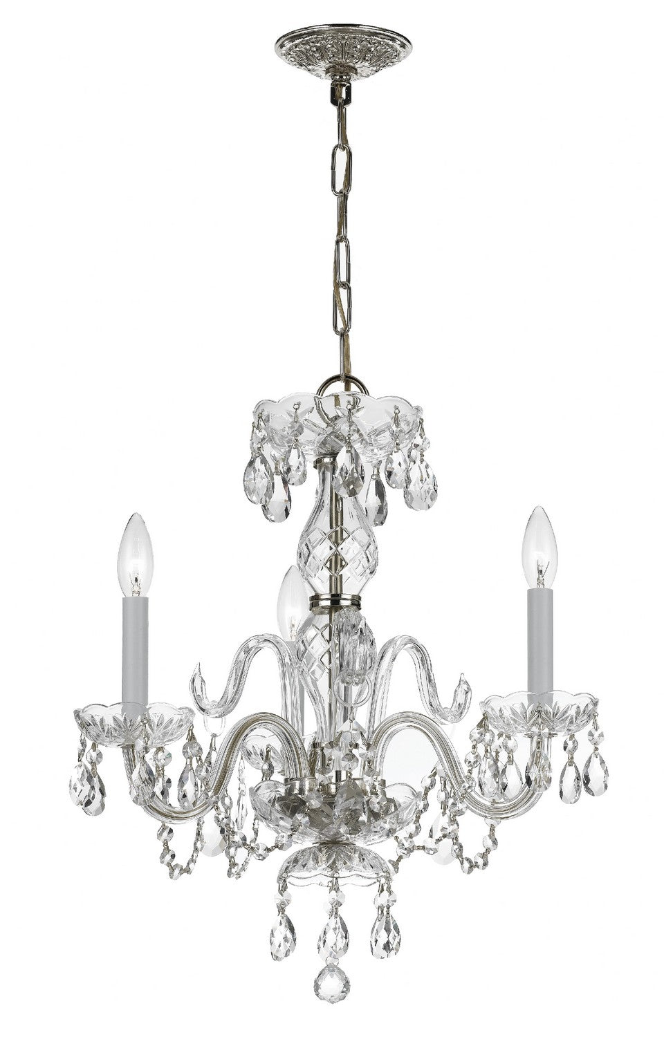  Traditional Crystal 3-Light Mini Chandelier In Polished Chrome With Clear Hand Cut Crystal