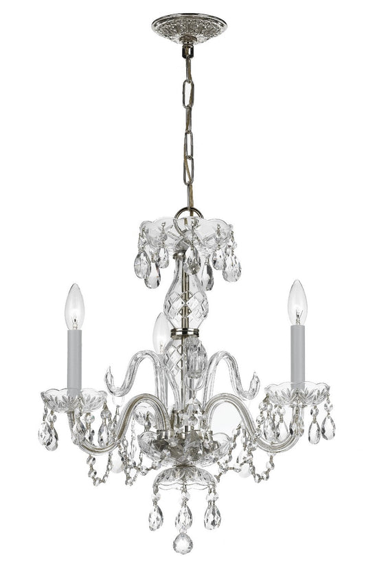  Traditional Crystal 3-Light Mini Chandelier In Polished Chrome With Clear Hand Cut Crystal