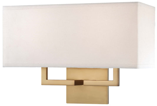  2 Light Wall Sconce In Honey Gold With White