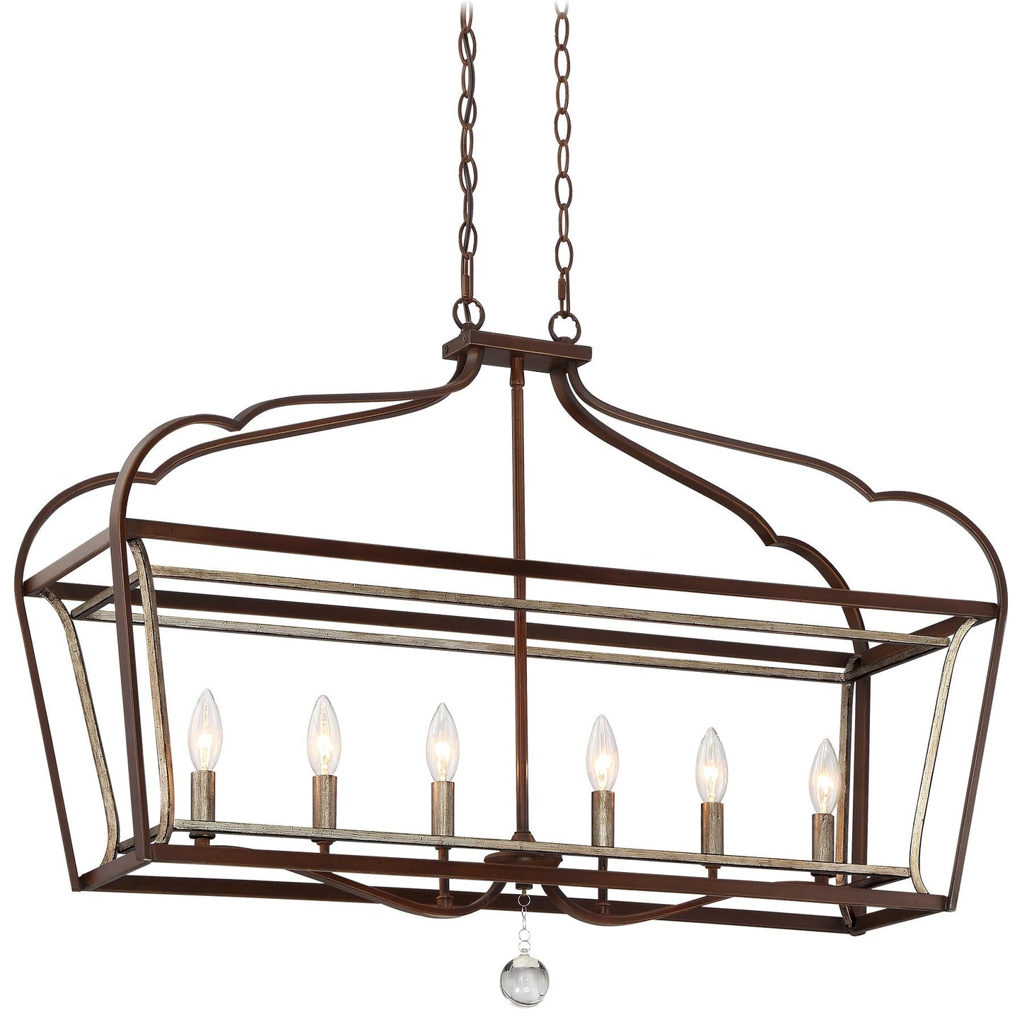  Astrapia 6-Light Island Fixture In Dark Rubbed Sienna With Aged Silver