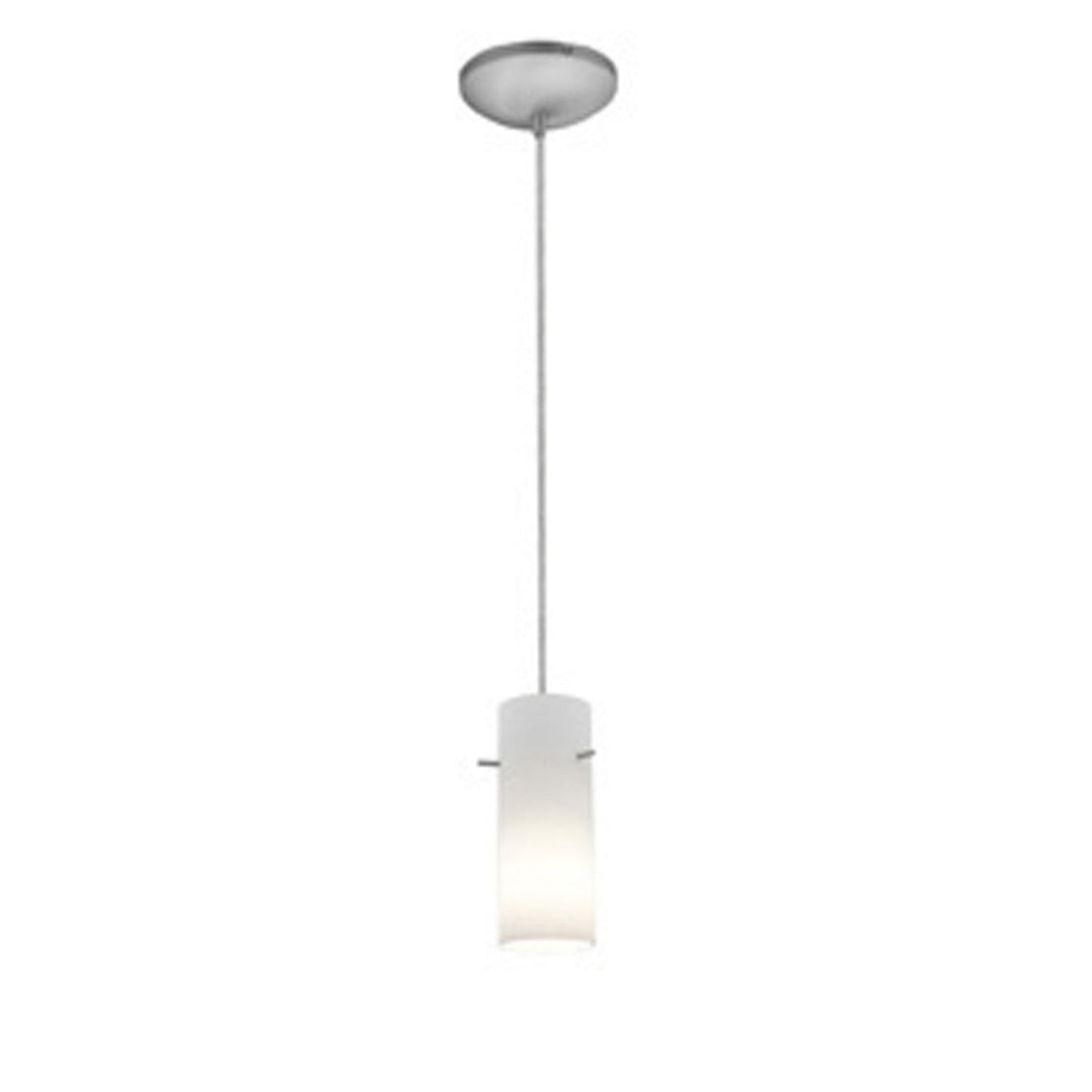  Cylinder 1-Light Pendant In Brushed Steel Finish