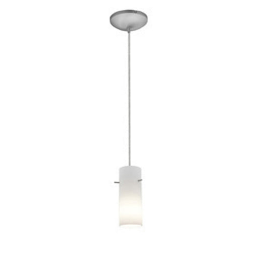  Cylinder 1-Light Pendant In Brushed Steel Finish