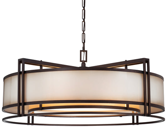  Underscore 5-Light Pendant In Cimmaron Bronze With Brushed Caramel Silk Glass