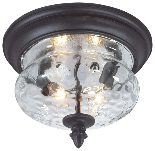  Ardmore 2-Light Flush Mount In Coal & Clear Hammered Glass