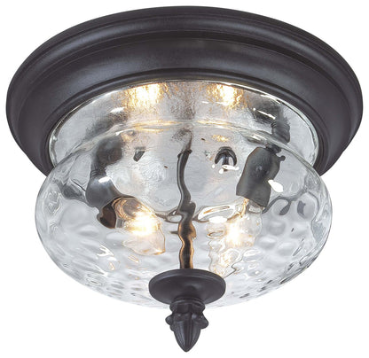  Ardmore 2-Light Flush Mount In Coal & Clear Hammered Glass