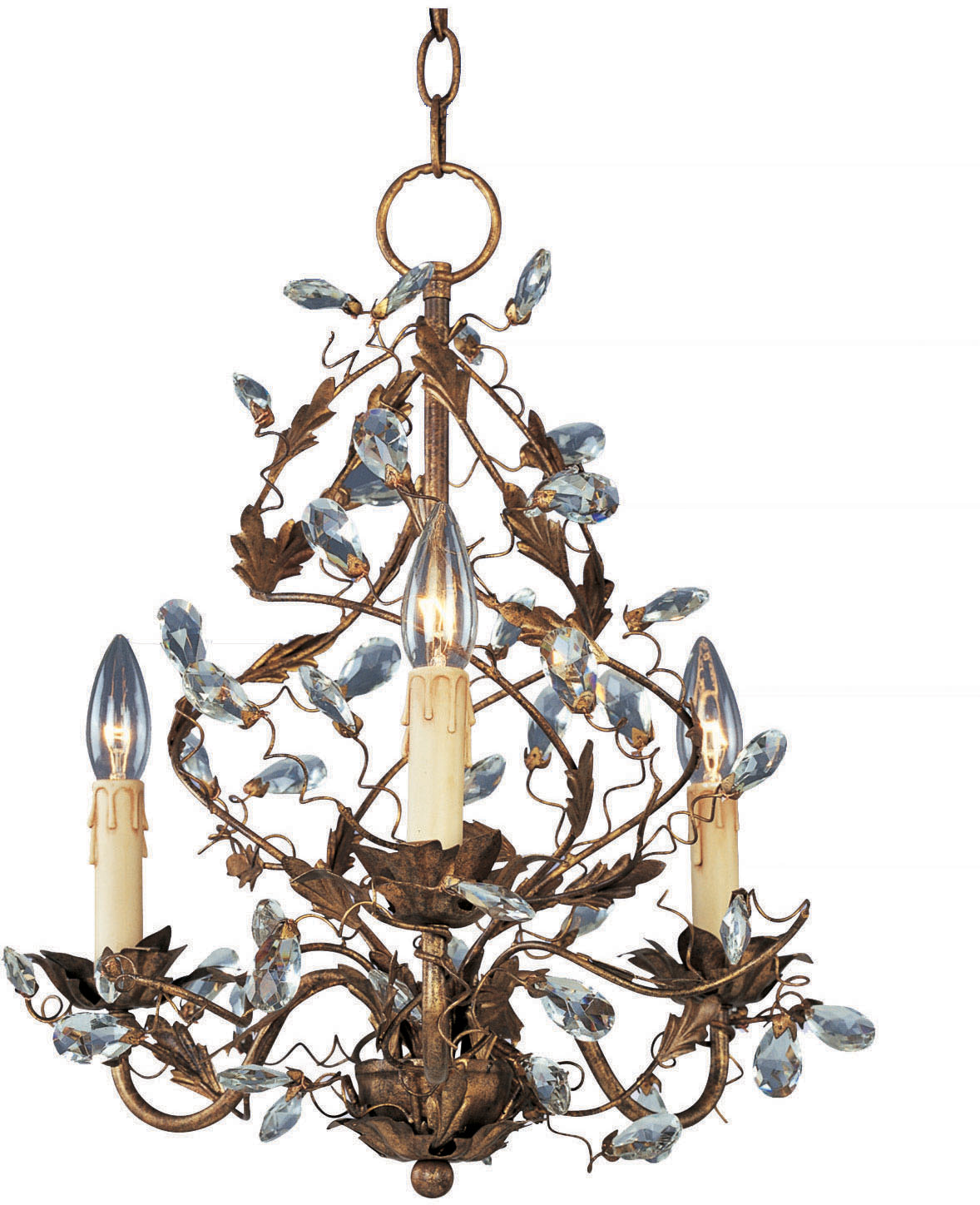 Maxim Elegante 3-Light Chandelier In Etruscan Gold