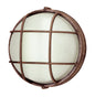  Aria 1-Light Bulkhead In Rust With Ribbed Frosted Glass
