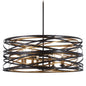  Vortic Flow 8 Lights Pendant In Dark Bronze & Mosaic Gold Interior