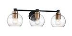  Keyport 3-Light Bath Vanity In Sand Coal With Natural Brushed Brass & Clear Glass