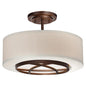  City Club 3-Light Semi-Flush Mount In Dark Brushed Bronze (Painted) With Glass & Fabric Shade