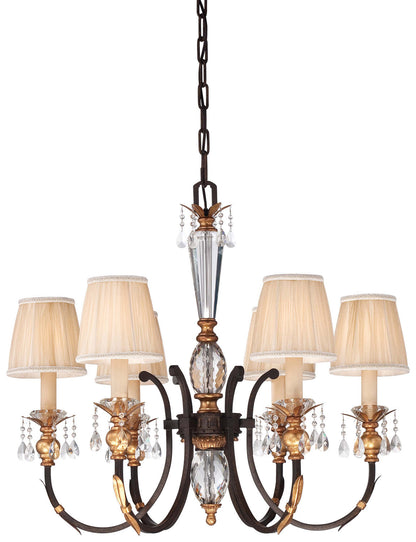 Bella Cristallo 6-Light Chandelier In French Bronze