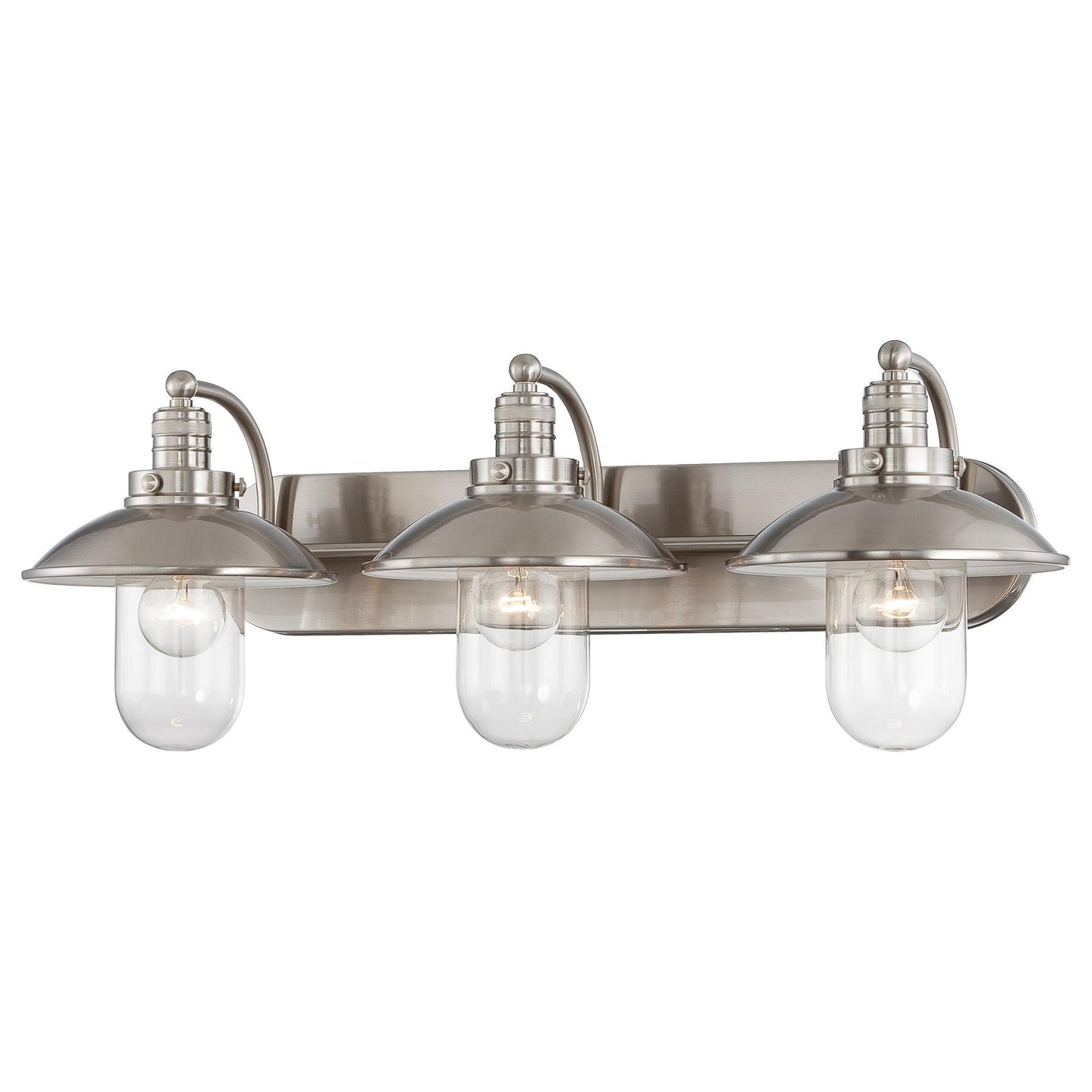  Downtown Edison 3-Light Bath Vanity In Brushed Nickel & Clear Glass