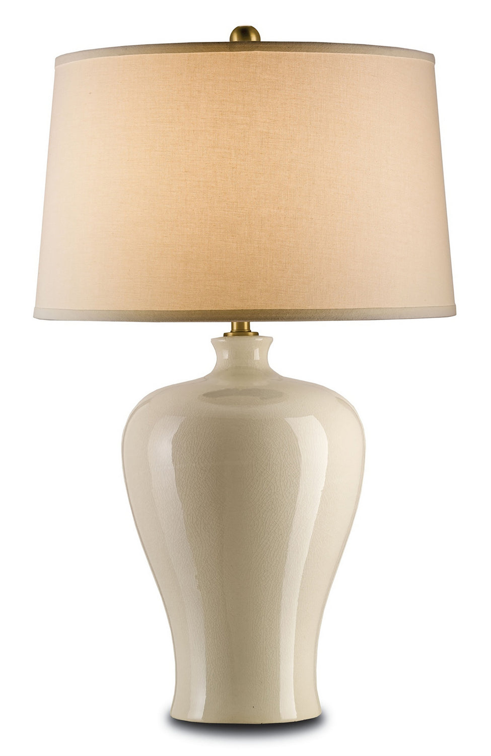  Blaise 1-Light Table Lamp In Cream Crackle With Off-White Linen Shade