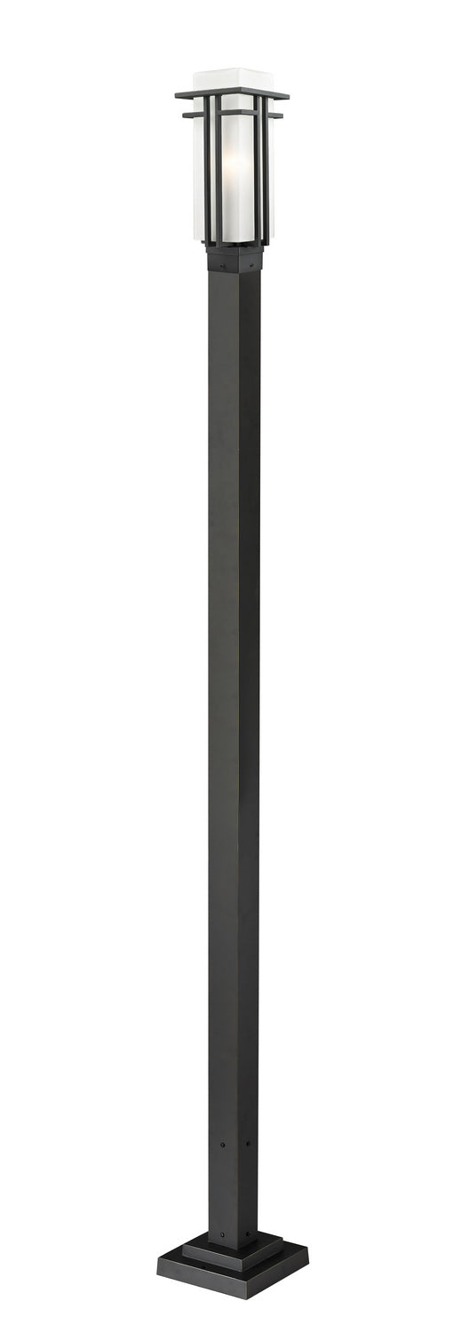 Z-LIte Abbey 1-Light Outdoor Post-Light In Black With Matte Opal Glass