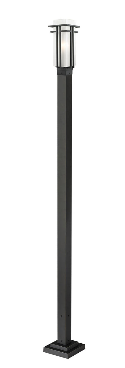 Z-LIte Abbey 1-Light Outdoor Post-Light In Black With Matte Opal Glass