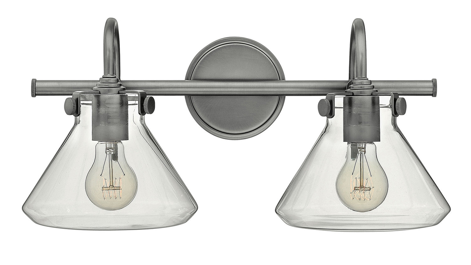  Congress Small Retro Glass Two Light Vanity In Antique Nickel