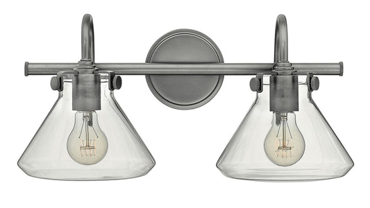  Congress Small Retro Glass Two Light Vanity In Antique Nickel
